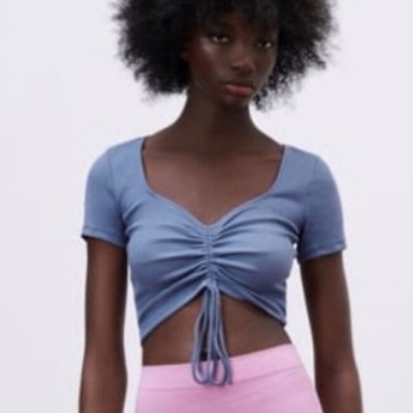 Better Be Ruched Drawstring Ribbed Crop Top - Picture 4 of 4
